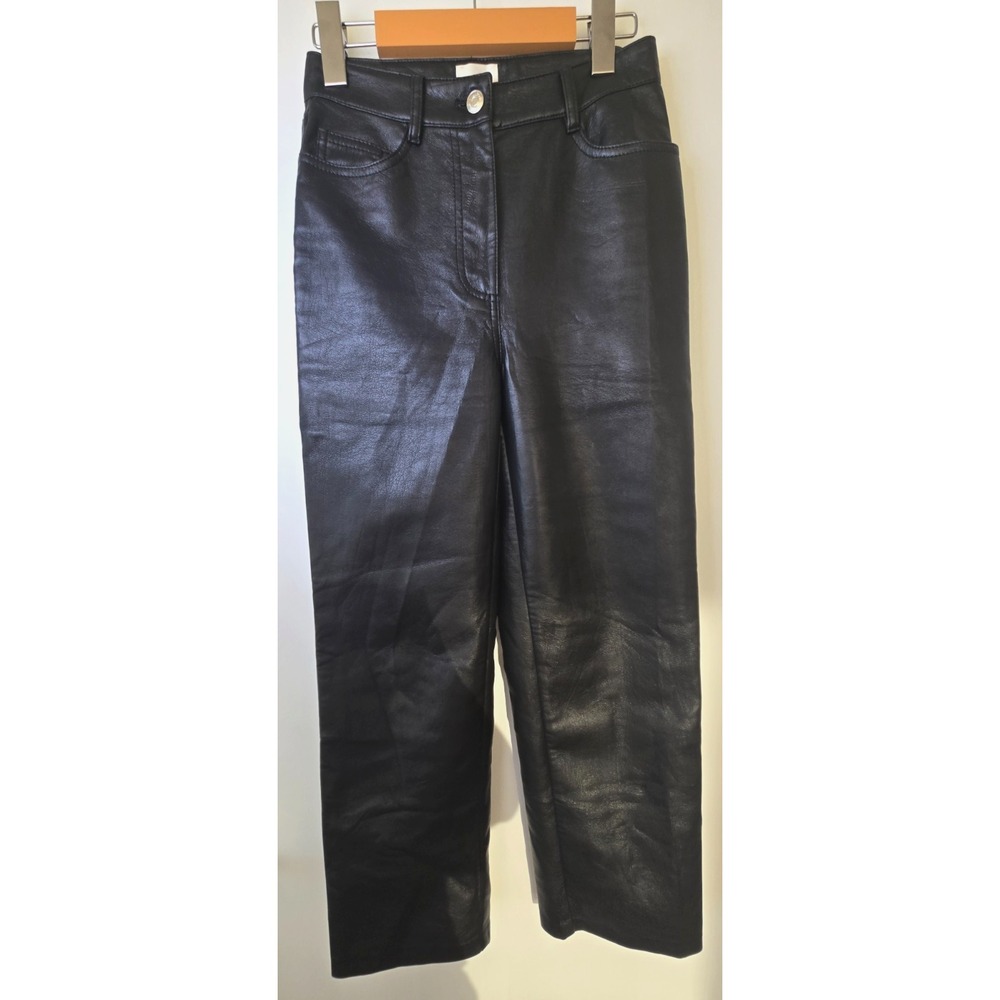 Aritizia Wilfred Faux Leather Chino Pants Black Size 0 Straight Leg Quiet Luxury